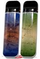 Skin Decal Wrap 2 Pack for Smok Novo v1 Exotic Wood Waterfall Bubinga Burst Neon Blue VAPE NOT INCLUDED
