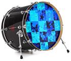 Vinyl Decal Skin Wrap for 22" Bass Kick Drum Head Blue Star Checkers - DRUM HEAD NOT INCLUDED
