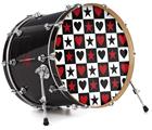 Vinyl Decal Skin Wrap for 22" Bass Kick Drum Head Hearts and Stars Red - DRUM HEAD NOT INCLUDED