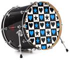 Vinyl Decal Skin Wrap for 22" Bass Kick Drum Head Hearts And Stars Blue - DRUM HEAD NOT INCLUDED