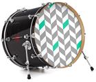 Vinyl Decal Skin Wrap for 22" Bass Kick Drum Head Chevrons Gray And Turquoise - DRUM HEAD NOT INCLUDED
