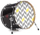 Vinyl Decal Skin Wrap for 22" Bass Kick Drum Head Chevrons Gray And Yellow - DRUM HEAD NOT INCLUDED