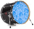 Vinyl Decal Skin Wrap for 22" Bass Kick Drum Head Skull Sketches Blue - DRUM HEAD NOT INCLUDED