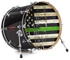 Vinyl Decal Skin Wrap for 22" Bass Kick Drum Head Painted Faded and Cracked Green Line USA American Flag - DRUM HEAD NOT INCLUDED