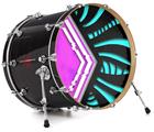 Vinyl Decal Skin Wrap for 22" Bass Kick Drum Head Black Waves Neon Teal Hot Pink - DRUM HEAD NOT INCLUDED