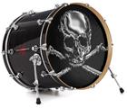 Vinyl Decal Skin Wrap for 22" Bass Kick Drum Head Chrome Skull on Black - DRUM HEAD NOT INCLUDED