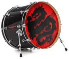 Vinyl Decal Skin Wrap for 22" Bass Kick Drum Head Oriental Dragon Black on Red - DRUM HEAD NOT INCLUDED