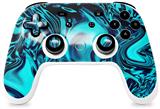 Skin Decal Wrap works with Original Google Stadia Controller Liquid Metal Chrome Neon Blue Skin Only CONTROLLER NOT INCLUDED