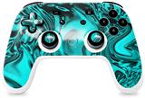 Skin Decal Wrap works with Original Google Stadia Controller Liquid Metal Chrome Neon Teal Skin Only CONTROLLER NOT INCLUDED