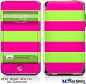 iPod Touch 2G & 3G Skin - Psycho Stripes Neon Green and Hot Pink