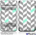 iPod Touch 2G & 3G Skin - Chevrons Gray And Seafoam