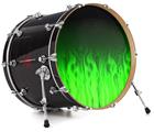 Vinyl Decal Skin Wrap for 20" Bass Kick Drum Head Fire Flames Green - DRUM HEAD NOT INCLUDED