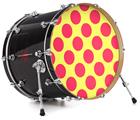 Vinyl Decal Skin Wrap for 20" Bass Kick Drum Head Kearas Polka Dots Pink And Yellow - DRUM HEAD NOT INCLUDED