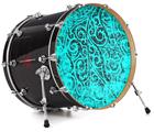 Vinyl Decal Skin Wrap for 20" Bass Kick Drum Head Folder Doodles Neon Teal - DRUM HEAD NOT INCLUDED