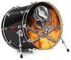 Vinyl Decal Skin Wrap for 20" Bass Kick Drum Head Chrome Skull on Fire - DRUM HEAD NOT INCLUDED