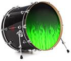 Decal Skin works with most 24" Bass Kick Drum Heads Fire Flames Green - DRUM HEAD NOT INCLUDED