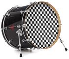 Decal Skin works with most 24" Bass Kick Drum Heads Checkered Canvas Black and White - DRUM HEAD NOT INCLUDED