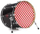 Decal Skin works with most 24" Bass Kick Drum Heads Checkered Canvas Red and White - DRUM HEAD NOT INCLUDED
