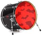 Decal Skin works with most 24" Bass Kick Drum Heads Deathrock Bats Red - DRUM HEAD NOT INCLUDED
