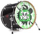 Decal Skin works with most 24" Bass Kick Drum Heads Cartoon Skull Green - DRUM HEAD NOT INCLUDED