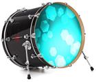 Decal Skin works with most 24" Bass Kick Drum Heads Bokeh Hex Neon Teal - DRUM HEAD NOT INCLUDED