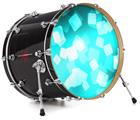 Decal Skin works with most 24" Bass Kick Drum Heads Bokeh Squared Neon Teal - DRUM HEAD NOT INCLUDED
