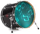 Decal Skin works with most 24" Bass Kick Drum Heads Bokeh Music Neon Teal - DRUM HEAD NOT INCLUDED