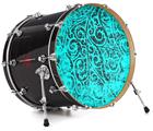 Decal Skin works with most 24" Bass Kick Drum Heads Folder Doodles Neon Teal - DRUM HEAD NOT INCLUDED