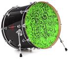 Decal Skin works with most 24" Bass Kick Drum Heads Folder Doodles Neon Green - DRUM HEAD NOT INCLUDED
