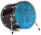 Decal Skin works with most 24" Bass Kick Drum Heads Folder Doodles Blue Medium - DRUM HEAD NOT INCLUDED