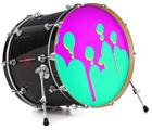 Decal Skin works with most 24" Bass Kick Drum Heads Drip Teal Pink Yellow - DRUM HEAD NOT INCLUDED