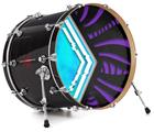 Decal Skin works with most 24" Bass Kick Drum Heads Black Waves Neon Teal Purple - DRUM HEAD NOT INCLUDED