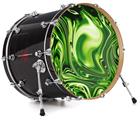 Decal Skin works with most 24" Bass Kick Drum Heads Liquid Metal Chrome Neon Green - DRUM HEAD NOT INCLUDED