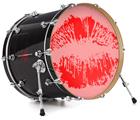 Decal Skin works with most 24" Bass Kick Drum Heads Big Kiss Red on Pink - DRUM HEAD NOT INCLUDED