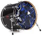 Decal Skin works with most 26" Bass Kick Drum Heads Twisted Garden Blue and White - DRUM HEAD NOT INCLUDED