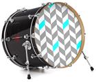 Decal Skin works with most 26" Bass Kick Drum Heads Chevrons Gray And Aqua - DRUM HEAD NOT INCLUDED