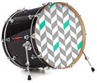 Decal Skin works with most 26" Bass Kick Drum Heads Chevrons Gray And Turquoise - DRUM HEAD NOT INCLUDED
