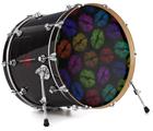 Decal Skin works with most 26" Bass Kick Drum Heads Rainbow Lips Black - DRUM HEAD NOT INCLUDED