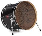 Decal Skin works with most 26" Bass Kick Drum Heads Folder Doodles Chocolate Brown - DRUM HEAD NOT INCLUDED