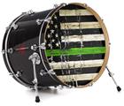 Decal Skin works with most 26" Bass Kick Drum Heads Painted Faded and Cracked Green Line USA American Flag - DRUM HEAD NOT INCLUDED