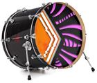 Decal Skin works with most 26" Bass Kick Drum Heads Black Waves Orange Hot Pink - DRUM HEAD NOT INCLUDED