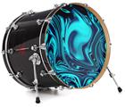 Decal Skin works with most 26" Bass Kick Drum Heads Liquid Metal Chrome Neon Blue - DRUM HEAD NOT INCLUDED
