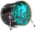 Decal Skin works with most 26" Bass Kick Drum Heads Liquid Metal Chrome Neon Teal - DRUM HEAD NOT INCLUDED