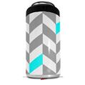 WraptorSkinz Skin Decal Wrap compatible with Yeti 16oz Tall Colster Can Cooler Insulator Chevrons Gray And Aqua (COOLER NOT INCLUDED)