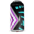 WraptorSkinz Skin Decal Wrap compatible with Yeti 16oz Tall Colster Can Cooler Insulator Black Waves Neon Teal Hot Pink (COOLER NOT INCLUDED)