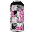 WraptorSkinz Skin Decal Wrap compatible with Yeti 16oz Tall Colster Can Cooler Insulator Checker Skull Splatter Pink (COOLER NOT INCLUDED)