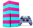 WraptorSkinz Skin Wrap compatible with the 2020 XBOX Series X Console and Controller Psycho Stripes Neon Teal and Hot Pink (XBOX NOT INCLUDED)