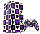 WraptorSkinz Skin Wrap compatible with the 2020 XBOX Series X Console and Controller Purple Hearts And Stars (XBOX NOT INCLUDED)