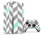 WraptorSkinz Skin Wrap compatible with the 2020 XBOX Series X Console and Controller Chevrons Gray And Seafoam (XBOX NOT INCLUDED)