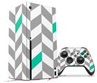WraptorSkinz Skin Wrap compatible with the 2020 XBOX Series X Console and Controller Chevrons Gray And Turquoise (XBOX NOT INCLUDED)